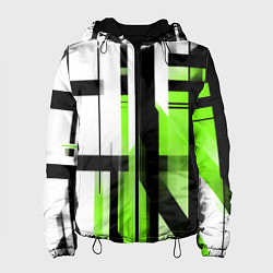 Женская куртка Чёрно-зелёные вертикальные и горизонтальные полосы