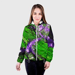 Куртка с капюшоном женская Фиолетовый минерал в зелёном камне, цвет: 3D-белый — фото 2