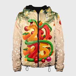 Куртка с капюшоном женская Веселая змея 2025, цвет: 3D-черный