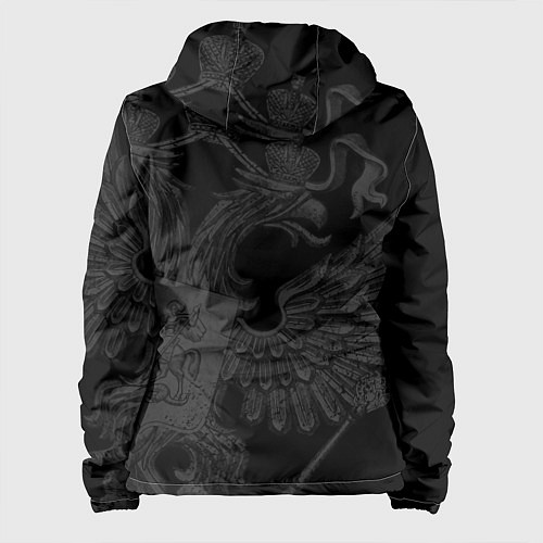 Женская куртка Герб России - черный минимализм / 3D-Белый – фото 2