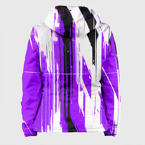 Женская куртка Вертикальные чёрно-белые линии на фиолетовом фоне / 3D-Белый – фото 2