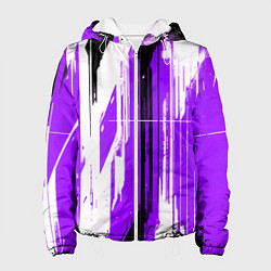 Женская куртка Вертикальные чёрно-белые линии на фиолетовом фоне