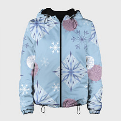 Куртка с капюшоном женская Снежинки Эльзы, цвет: 3D-черный
