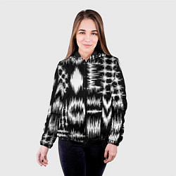 Куртка с капюшоном женская Штриховка - геометрическая абстракция, цвет: 3D-черный — фото 2