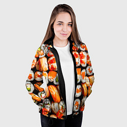 Куртка с капюшоном женская Большой сет роллов, цвет: 3D-черный — фото 2