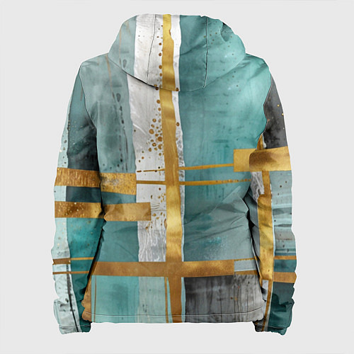 Женская куртка Узоры акварелью бирюзового и золотого цвета / 3D-Белый – фото 2
