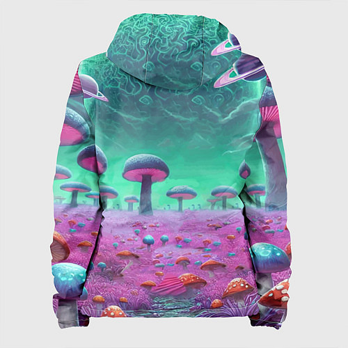 Женская куртка Рик и Морту на сказочной грибной планете - нейроар / 3D-Белый – фото 2