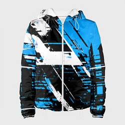 Женская куртка Diagonal black and white stripes on a blue backgro