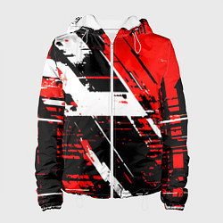 Женская куртка Diagonal black and white stripes on a red backgrou