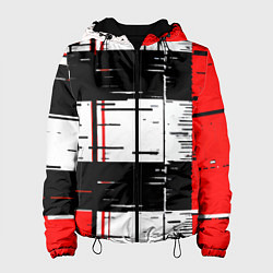 Женская куртка Чёрные и красные полосы на белом фоне