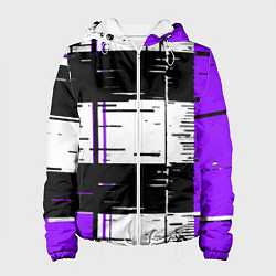 Женская куртка Чёрные и фиолетовые полосы на белом фоне