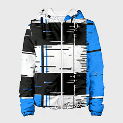 Женская куртка Синие и чёрные полосы на белом фоне