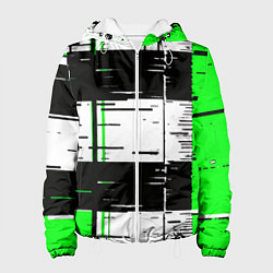 Женская куртка Зелёные и чёрные полосы на белом фоне