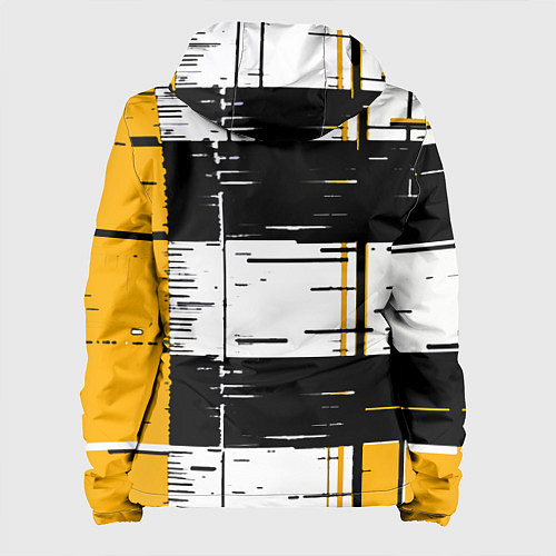 Женская куртка Жёлтые и чёрные полосы на белом фоне / 3D-Белый – фото 2