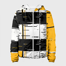 Женская куртка Жёлтые и чёрные полосы на белом фоне