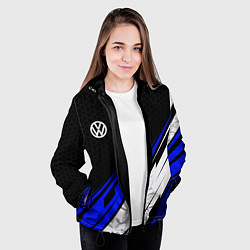 Куртка с капюшоном женская Фольксваген - синий, цвет: 3D-черный — фото 2