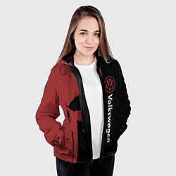 Куртка с капюшоном женская Volkswagen и череп, цвет: 3D-черный — фото 2