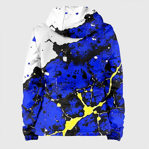 Женская куртка Сине-жёлтая абстракция на белом фоне / 3D-Белый – фото 2