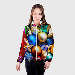 Куртка с капюшоном женская Новогодние украшения, цвет: 3D-белый — фото 2