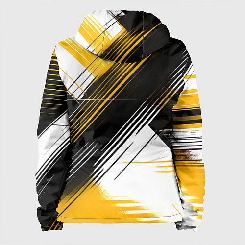 Женская куртка Диагональные жёлто-чёрные линии на белом фоне / 3D-Черный – фото 2