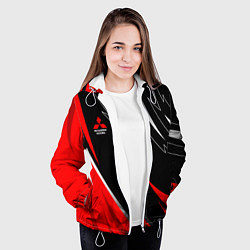 Куртка с капюшоном женская Mitsubishi - red and black, цвет: 3D-белый — фото 2