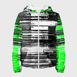 Женская куртка Горизонтальные чёрные линии на бело-зелёном фоне