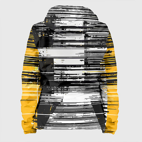 Женская куртка Горизонтальные чёрные линии на бело-жёлтом фоне / 3D-Белый – фото 2