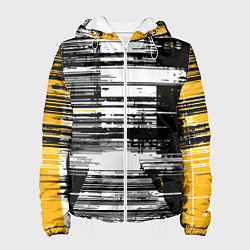 Женская куртка Горизонтальные чёрные линии на бело-жёлтом фоне