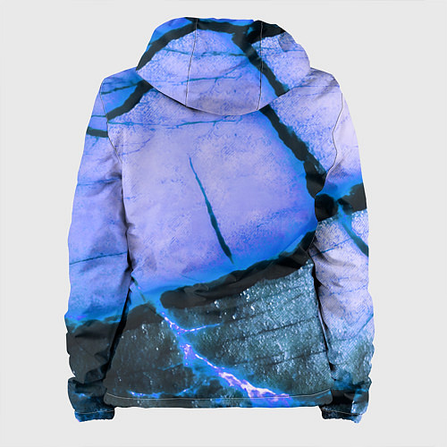 Женская куртка Трещины на абстрактном синем фоне / 3D-Белый – фото 2