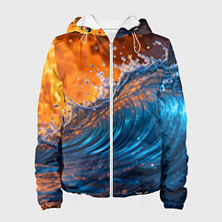 Куртка с капюшоном женская Волна и огонь, цвет: 3D-белый