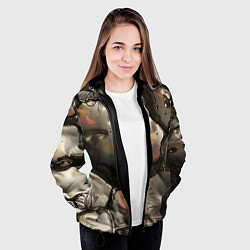 Куртка с капюшоном женская Жидкая субстанция светло-коричневая, цвет: 3D-черный — фото 2