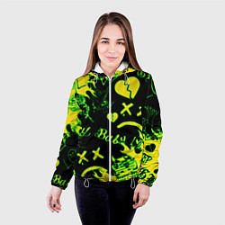 Куртка с капюшоном женская Lil Peep кислотные автографы, цвет: 3D-белый — фото 2
