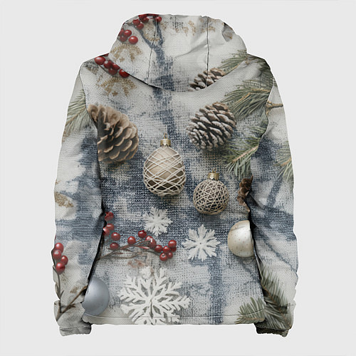 Женская куртка Новогодние игрушки и шишки / 3D-Белый – фото 2