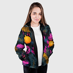Куртка с капюшоном женская Новый год - фиолетовая краска, цвет: 3D-черный — фото 2