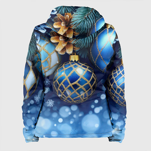Женская куртка Синие новогодние шары / 3D-Черный – фото 2