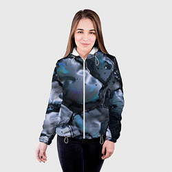 Куртка с капюшоном женская Жидкая субстанция серая, цвет: 3D-белый — фото 2