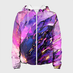 Куртка с капюшоном женская Фиолетово-розовая абстракция, цвет: 3D-белый