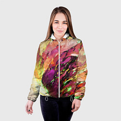 Куртка с капюшоном женская Красно-жёлтая абстракция, цвет: 3D-белый — фото 2