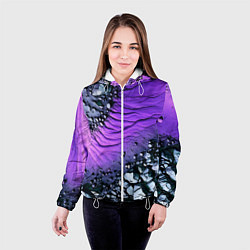 Куртка с капюшоном женская Камни и фиолетовая земля, цвет: 3D-белый — фото 2