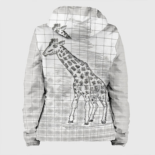 Женская куртка Жираф на тетрадном листе / 3D-Белый – фото 2