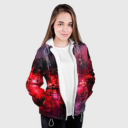 Куртка с капюшоном женская Огни города мастихином - нейросеть, цвет: 3D-белый — фото 2