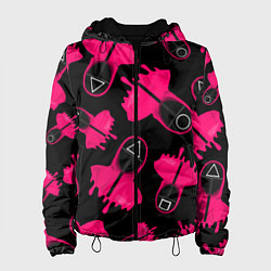 Куртка с капюшоном женская Стражи из игры в кальмара, цвет: 3D-черный