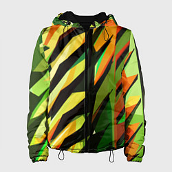 Куртка с капюшоном женская Чёрно-жёлтая абстракция, цвет: 3D-черный