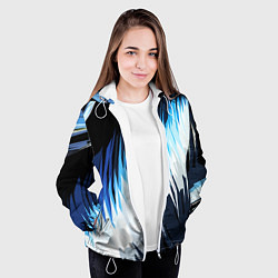 Куртка с капюшоном женская Бело-синие острые полосы, цвет: 3D-белый — фото 2