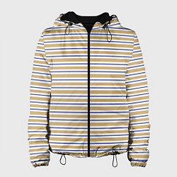 Женская куртка Бежевый с синей полосой