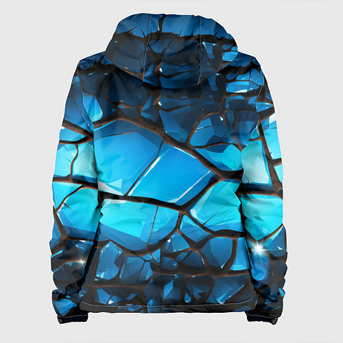 Женская куртка Синяя текстура объемных плит / 3D-Черный – фото 2