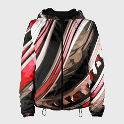 Женская куртка Волнистая чёрно-красная абстракция