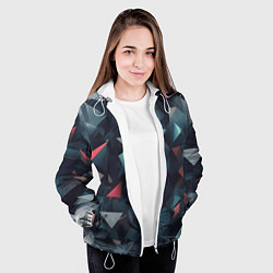 Куртка с капюшоном женская Абстрактный взрыв и осколки, цвет: 3D-белый — фото 2
