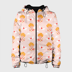 Женская куртка Паттерн с милыми купидонами и крылатыми сердечками