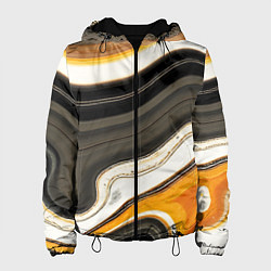 Женская куртка Волнистые чёрно-жёлтые полосы на белом фоне